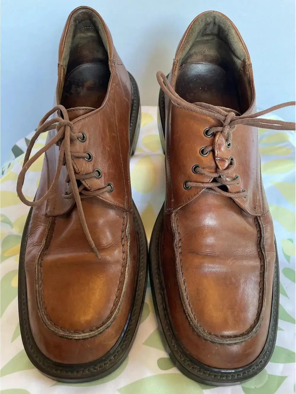 Johnston & Murphy Men's Brown Italian Leather Oxford US 11 Square Toe